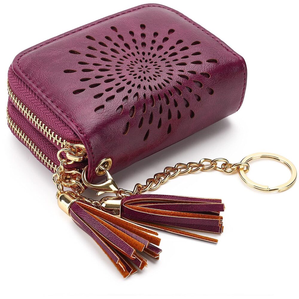 5169 RFID Credit Card Holder Zipper Card Case Keychain Small Wallet 1942-2